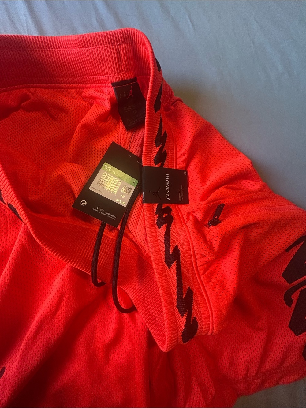 Jordan Men's Red Athletic Shorts with Black Accents
